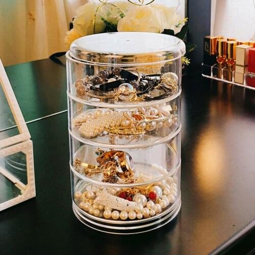 2021 New Transparent 360 Degrees Rotary Multilayer Jewelry Storage Box As A Gift For Girl