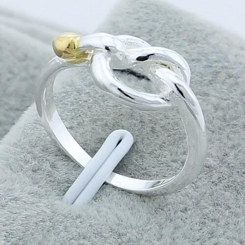 NEW 925 Silver Gold Thread Bead Ring Suitable For WomenS Wedding Engagement Party Fashion Charm Jewelry