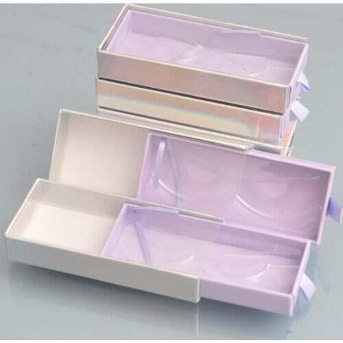 Wholesale Eyelash Packaging Box Lash Boxes Packaging Customized Faux Cils 3D Mink Eyelashes Package Lavender Drawer Case Vendors