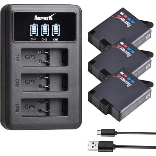 1680mAh AHDBT-501 battery for Gopro Hero 7 Black Hero 6 Hero 5 back battery for GoPro Hero7 6 5 Cameras+LED 3slots USB Charger