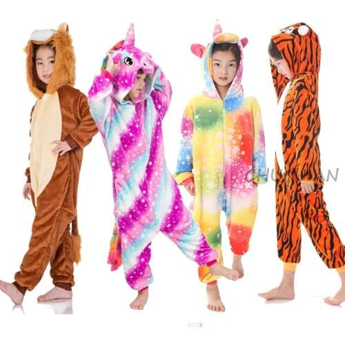 Animal Children Winter Sleepwear Kids Unicorn Panda Pajama sets Baby Girls Boys Onesies for 4 6 8 10 12 Years