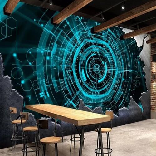 Custom Photo Wallpapers Industrial Decor Modern 3D Steel Technology Bar Restaurant Background Murals Abstract Art Wall Paper