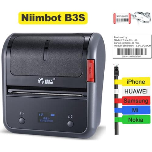 Niimbot B3S Bluetooth Label Printer Maker Sticker Portable Mini Thermal Jewelry Barcode Printer for Mobile iOS Android Windows
