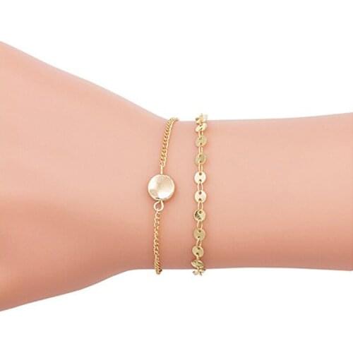 Simple Bracelets Small Round Bead Curved Needle Round Sequin Combination Bracelet Jewellery Accesorios Wholesale Kpop