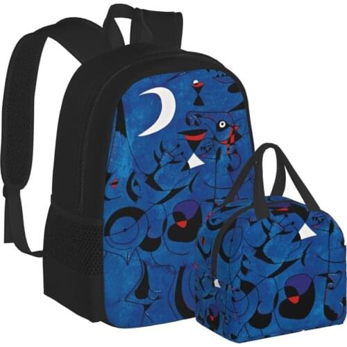 WHEREISART Famous Blue Monet Oil Painting Women Backpacks Luxury Unisex Bookbag With Lunch Bags Men Mochila Notebook Dropshi