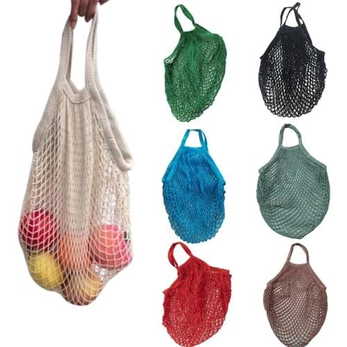 Mesh Totes Bag Cotton String Produce Shopping Turtle-bags Grocery Reusable Long Handle Net Shoulder-Bag Fruit Vegetable