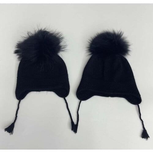 2021 Small Plait Rabbit Wool Hat High Quality Casual Hat Fashion Baby Cap Outdoor Raccoon Balls Can Be Dyed