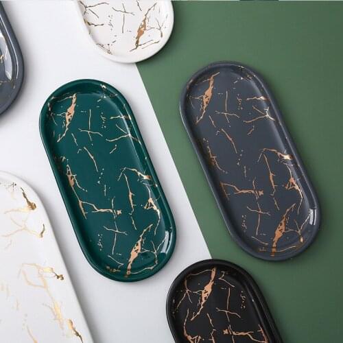 Nordic oval plate simple ceramic sushi plate steak plate creative jewelry storage tray