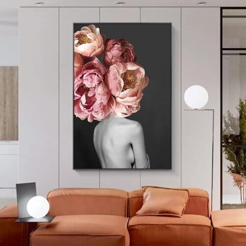 Modern Wall Art Nude Woman With Flower Sexy Naked Girl Canvas Painting Posters and Prints Nordic Picture For Living Room Decor