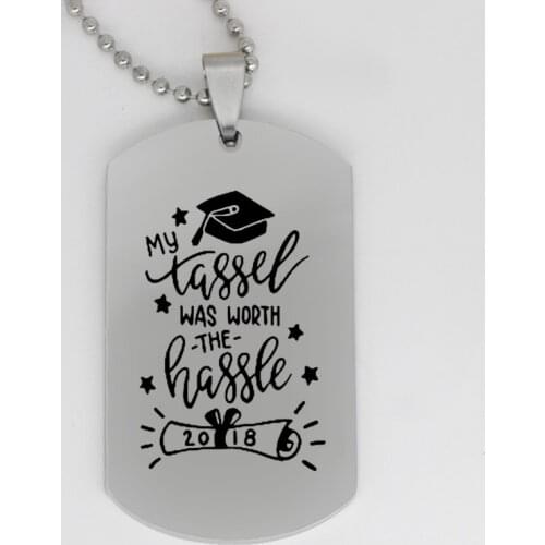 Ufine jewelry girl gift pendant army card graduate hat My tassel was worth the hassle stainless steel customed necklace N4224
