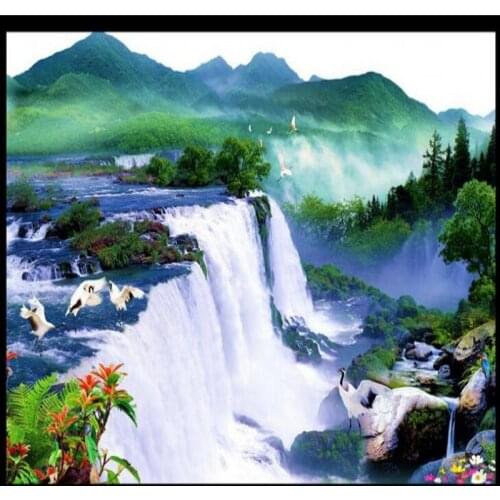 Wellyu Customized large - scale murals River Health and Health Crane spectacular landscape TV wall wallpaper wallpaper