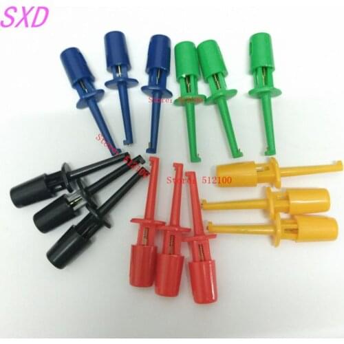10pcs Multimeter Wire Lead Test Hook Clip Electronic Mini Test Probe Set Red Yellow Blue Black Green for Repair Tool