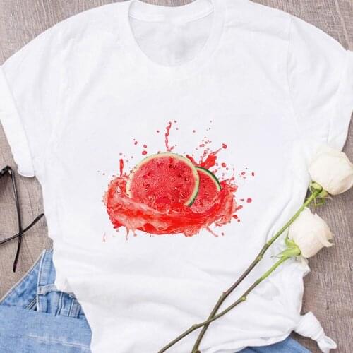 Watermelon Fruit Printed Clothing 90s Vintage Female Kawaii Versatile Popular Women Gildan Tops Cratoon Pinted Clothes Tshirt