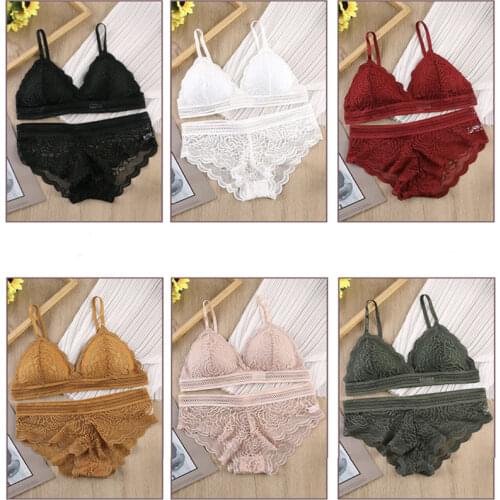 Women Lace Bra Sets Seamless Underwear Backless Vest Panties Padded Female Intimates Bralette Lingerie Ultrathin Briefs