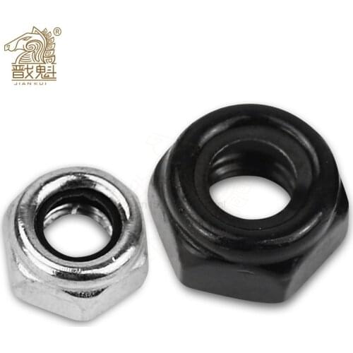 2/5/25pcs M2 M2.5 M3 M4 M5 M6 M8 M10 M12 M16 304 Stainless Steel Black Hex Nylon Insert Lock Nut Self-locking Nylock Nut Locknut