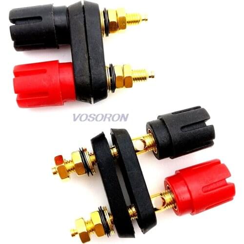 2PCS Red and Black Double Terminal Binding Post for 4MM Banana Plug Power Amplifier Speaker