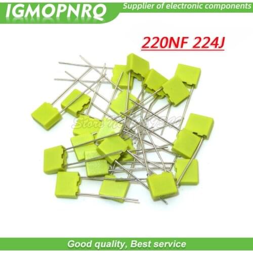 20PCS Correction Capacitor 220NF 224J 100V 5mm Polypropylene Safety Plastic Film Capacitor