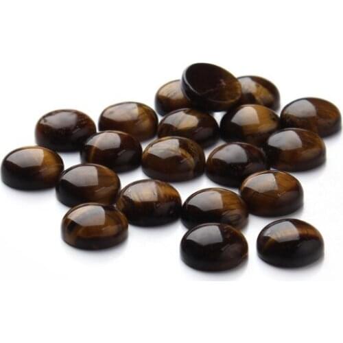20pcs/lot Beads Cabochon Yellow Tiger Eye Stones Round Loose Beads Cabochon Cameo Fit DIY Ring Earrings for Jewelry Making