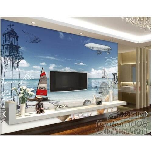 3d wallpaper custom 3d wall murals wallpaper Sea view sailing oil painting TV background wall 3d living room photo wallpaper