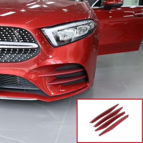 For Mercedes Benz A Class W177 2019 Car Accessories Red Car Front Lamp Decoration Strip Trim 4 Pcs