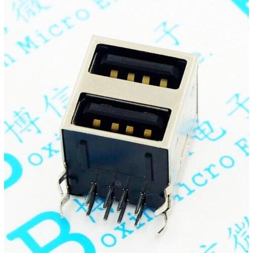 50pcs/Double-layer USB socket A female double-layer all-inclusive USB female socket Computer motherboard accessories
