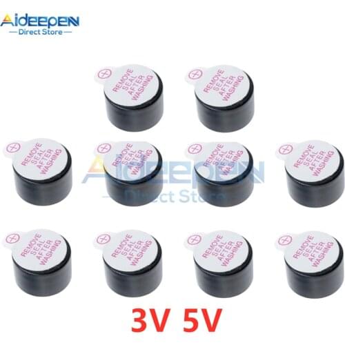 10Pcs 3V 5V Active Buzzer Magnetic Long Continous Beep Tone Alarm Ringer 12mm Mini Active Piezo Buzzers Fit For Computer Printer