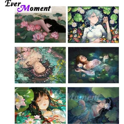 Ever Moment Diamond Painting For Interior Cross Stitch Kits Wall Art Canvas Rhinestone Picture Fantasy Mermaid Fish DIY ASF2344