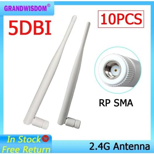10pcs 2.4 GHz WiFi Antenna 5dBi Aerial RP-SMA Male Connector 2.4ghz antena wi fi antenne For Wireless Router Wifi Booster