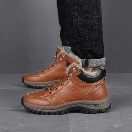CIMIM Brand , botines cálidos de invierno para hombre, zapatos informales con cordones, botas de trabajo impermeables de c