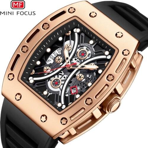 MINI FOCUS Mens Watches Top Brand Luxury Hollow Sports Watch Men Fashion Silicone Strap Waterproof Quartz Wrist Watch Relogios