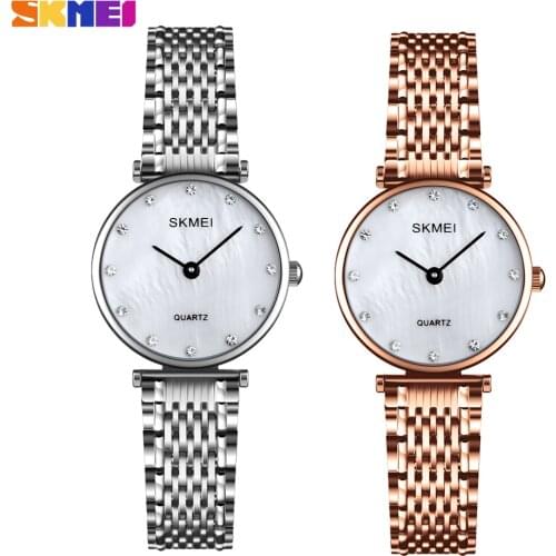 SKMEI Fashion Women Quartz Watch Luxury Mesh Steel Belt Female Clock Waterproof Dress Ladies Girl Writstwatch Relogio Feminino