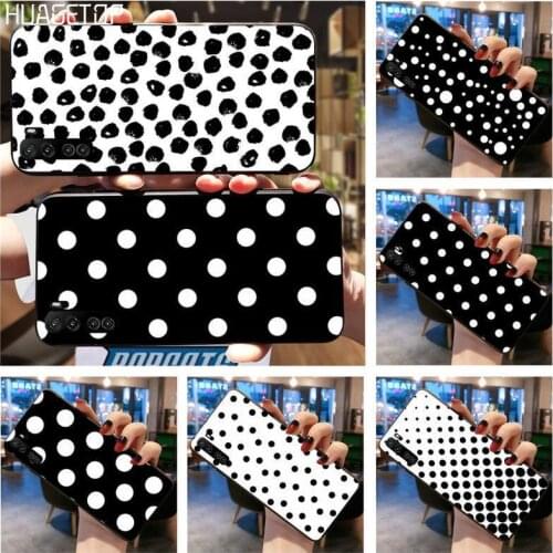 HUAGETOP Black and White Polka Dot Soft Rubber Phone Cover For Huawei Nova 6se 7 7pro 7se honor 7A 8A 7C 9C Play