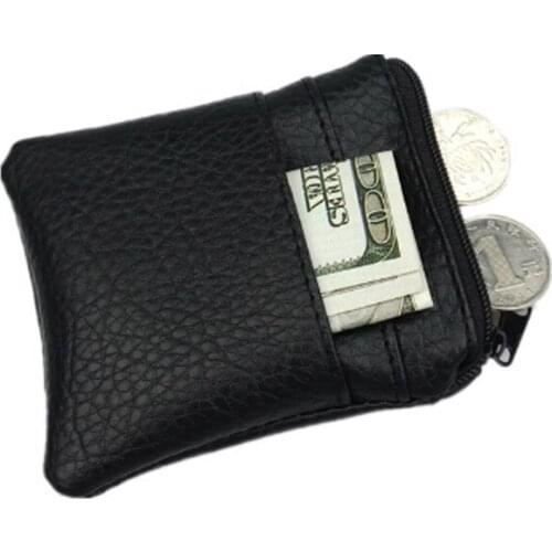 Pu Leather Card Coin Purse Women Men Small Mini Short Wallet Bags Change Zip Credit Card Holder Business Pouch Bag Carteira