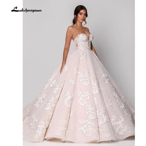 Lakshmigown Luxury Plus Size Pink Wedding Dress 2021 Embroidery Appliques New Sweetheart Strapless Bride Gowns vestido de novia