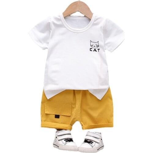 Summer Baby Boys Cartoon Clothes Children Girls Cotton T Shirt Shorts 2Pcs/sets Kids Infant Casual Clothing Toddler Sportswear