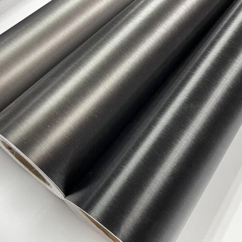 Brushed Black Grey Gold Silver Metallic Aluminum Auto Flex Vinyl Wrap Car Wrapping Metallic Black Brushed Steel Wrap Foil
