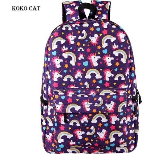 Cute Cartoon Unicorn Printed Backpack Junior Student School Bags for Girls Daily Shopping Bagpack Mochila Infantil Escolares
