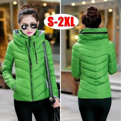 Fashion Winter Jackets Womens Thicken Outerwear Solid Warm Short Hooded Parkas Female Slim Cotton Padded Coats