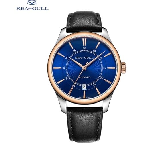 Seagull Mens Watch Automatic Mechanical Watch Ultra-thin Rose Gold Calendar Watch Original Design Series New Inspiration 6074