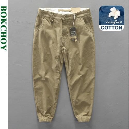 Autumn and Winter New Mens Cotton Solid Casual Vintage Pants GML04-Z303