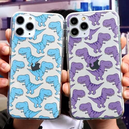 Cute Dinosaur Baby Cases For iPhone 12 Pro Max Mini XR X XS 7 8 6 6S Plus 5 5S SE 2020 Cover For iPhone 11 Pro Max Soft TPU Case