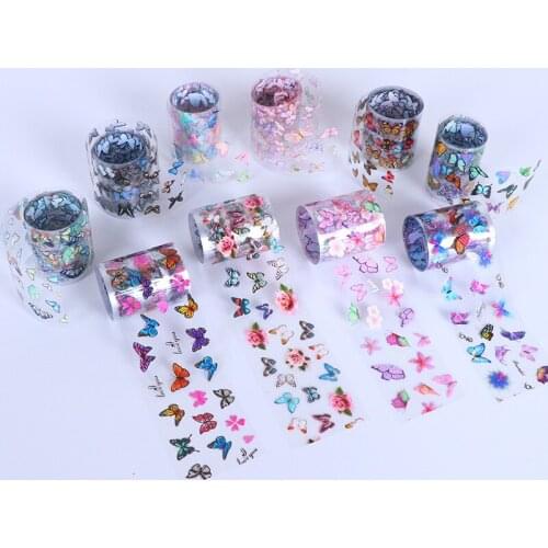 Nail Art Transfer Foil Sticker 10 Rolls DIY Glitter Nail Paste Flower Starry Beauty Nail Paper Wraps Starry Nail DIY Nail Decor