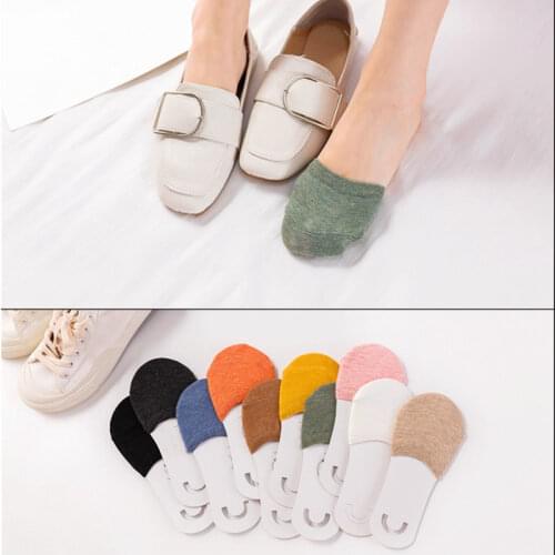 Forefoot Socks Woman Summer Solid Color Candy Female Half Foot Toe Cover Half Socks Heels Invisible Cotton Breathable Socks