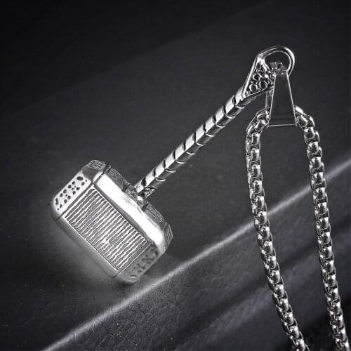 Chain necklace men Fashion Movies Thor Hammer Pendant men necklace stainless steel gold necklace Male accessories wholesale punk