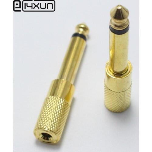 2pcs 6.35 Male to 3.5 Female 2 Pole Mono adapter Plug Jack Headphone Adapter Plugs Terminals Electric piano Audio Connector