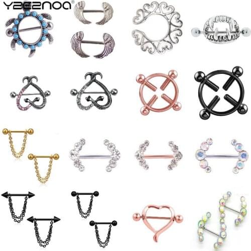 Multi Flower Flower Nipple Piercing Bar Stainless Steel Crystal Nipple Piercing Jewelry Sexy Nipple Shield Pircing Jewelry