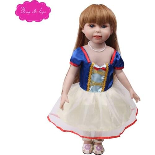 18 inch Girls doll dress Role-play Snow White dress American new born skirt Baby toys fit 43 cm baby dolls c640