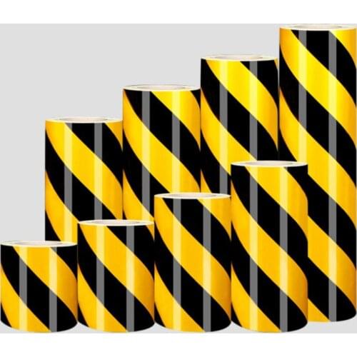 Safety Warning Tape Reflective Film Reflective Warning Tape Stickers Black and Yellow Night Lights Will Glow with Body Stickers