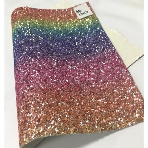Rainbow Iridescent Colorful Chunky Glitter Faux Leather Sheet Knitted Backing For Making Shoes/Crafts/Decorations/Wallets