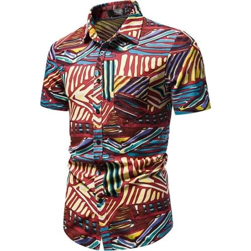 Fashion Striped Short Sleeve Shirt Men 2021 Summer New Cotton Linen Hawaiian Shirt Men Streetwear Harajuku Shirts with Pocket